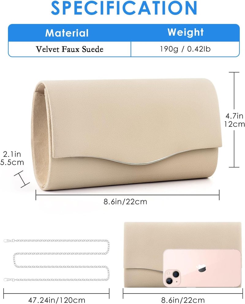 TINDTOP Clutch Purses for Women, Formal Evening Bags Suede Shoulder Envelope Party Handbags Wedding Cocktail Prom Clutches - Image 2